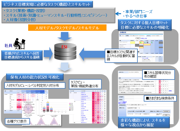 図：ビジネス目標実現に必要なタスク（機能）とスキルセット