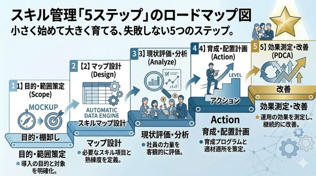 スキル管理「5ステップ」のロードマップ図